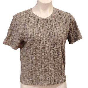 Zara Trafaluc Gray Crop Fuzzy Sweater